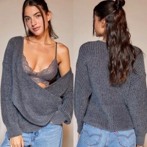 Urban Outfitters Charcoal Off-the-Shoulder Sweater